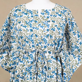  Hand Block Printed Cotton Kaftan with Tie-Up Waist 