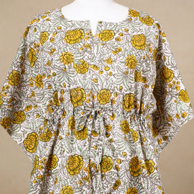 Hand Block Printed Cotton Kaftan with Tie-Up Waist 