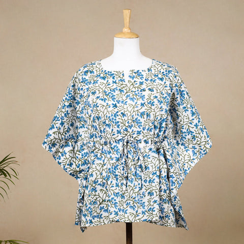  Hand Block Printed Cotton Kaftan with Tie-Up Waist 