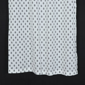 White - hand printed cotton window curtain (5 x 3.5 feet)