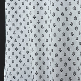 White - hand printed cotton window curtain (5 x 3.5 feet)