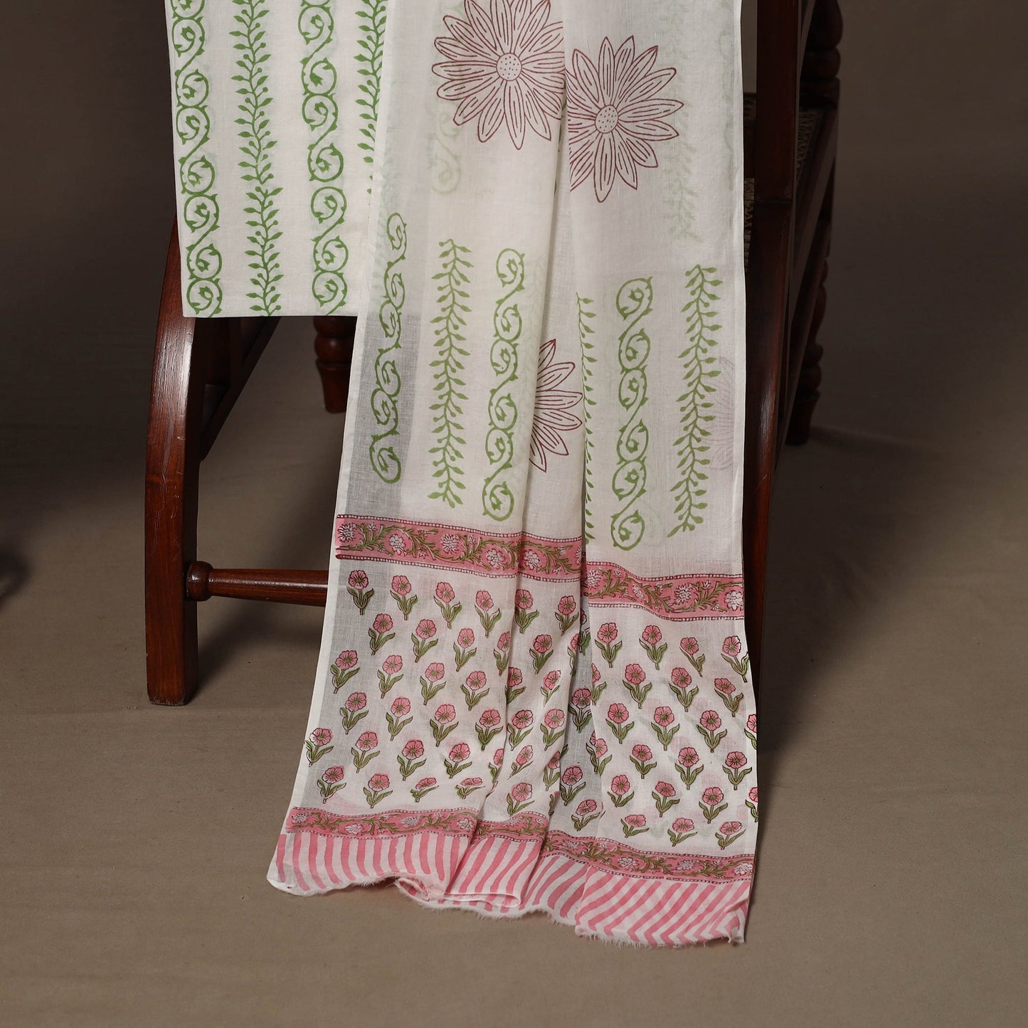 Hand sanganeri cotton 3pc unstitched dress material 04