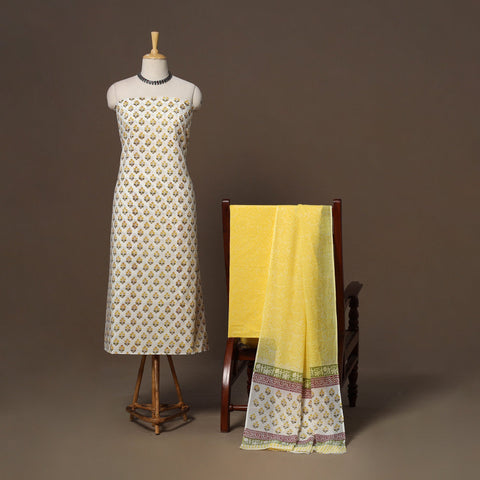 Hand sanganeri cotton 3pc unstitched dress material 12