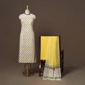 Hand sanganeri cotton 3pc unstitched dress material 12