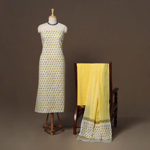 Hand sanganeri cotton 3pc unstitched dress material 26