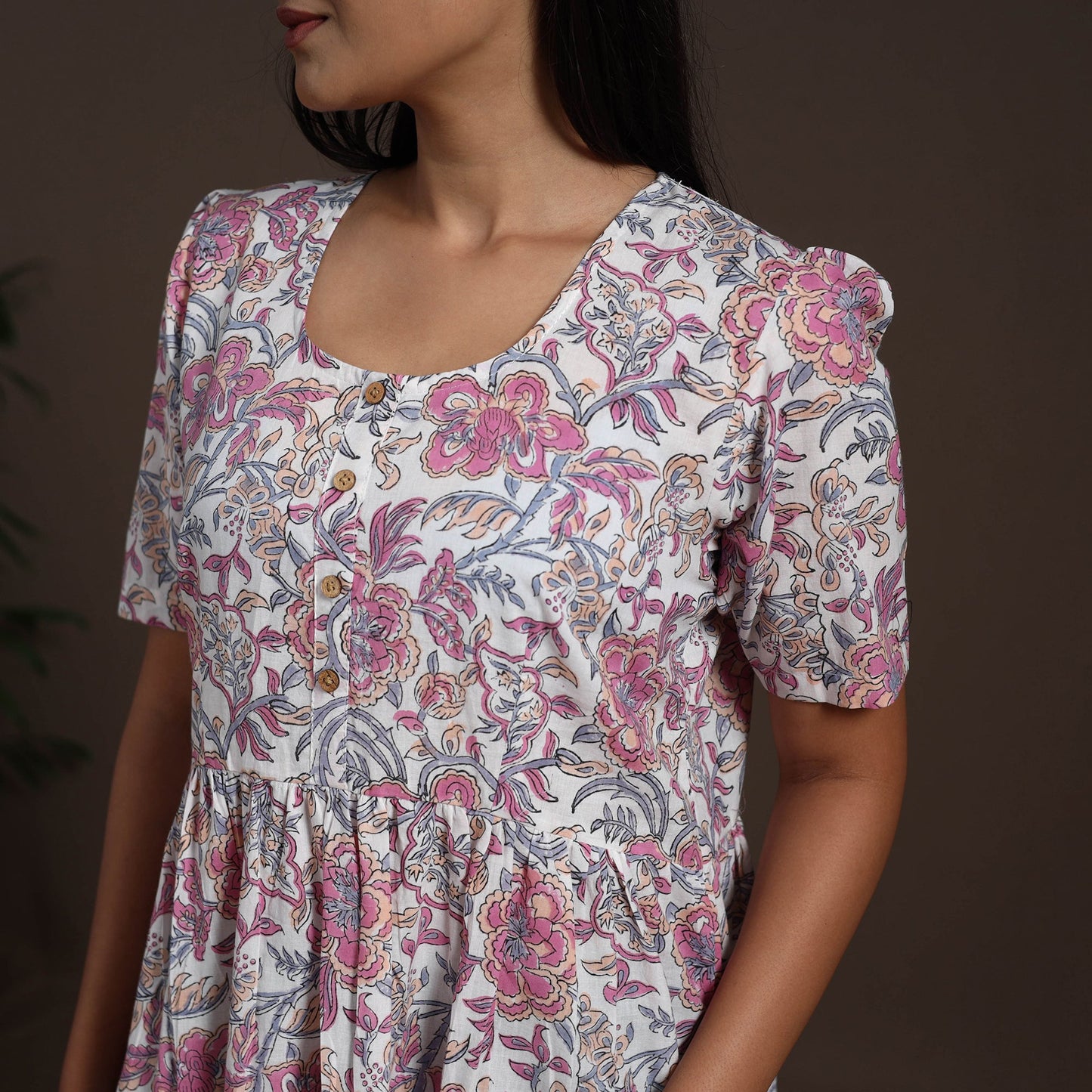 White - hand tiered sanganeri dress 02 - handcrafted