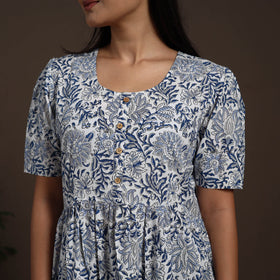 White - hand tiered sanganeri dress 03 - handcrafted