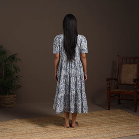 White - hand tiered sanganeri dress 03 - handcrafted