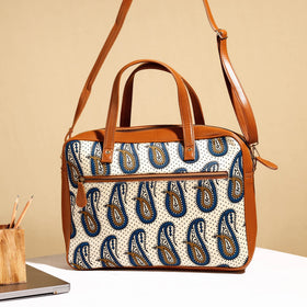  Handcrafted Ajrakh Block Printed Modal Silk Laptop Bag 