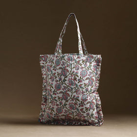 White - handcrafted cotton frill jhola bag 10