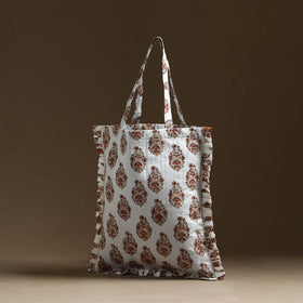 Buy White Handcrafted Cotton Frill Jhola Bag Online 53