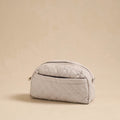  White Handcrafted Cotton Quilted Cosmetic Pouch 