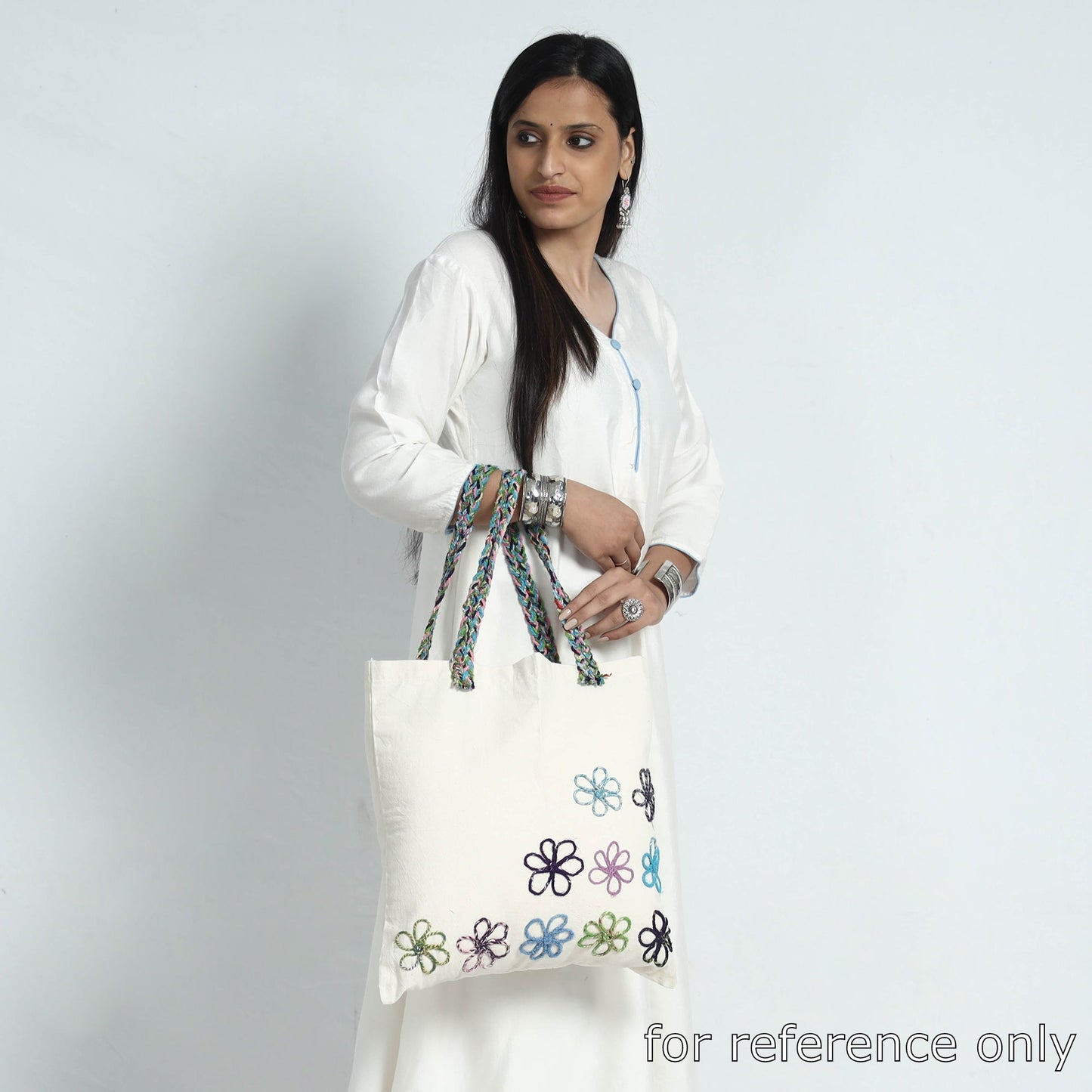 White Handcrafted Cotton Recycled Cord Shoulder Bag