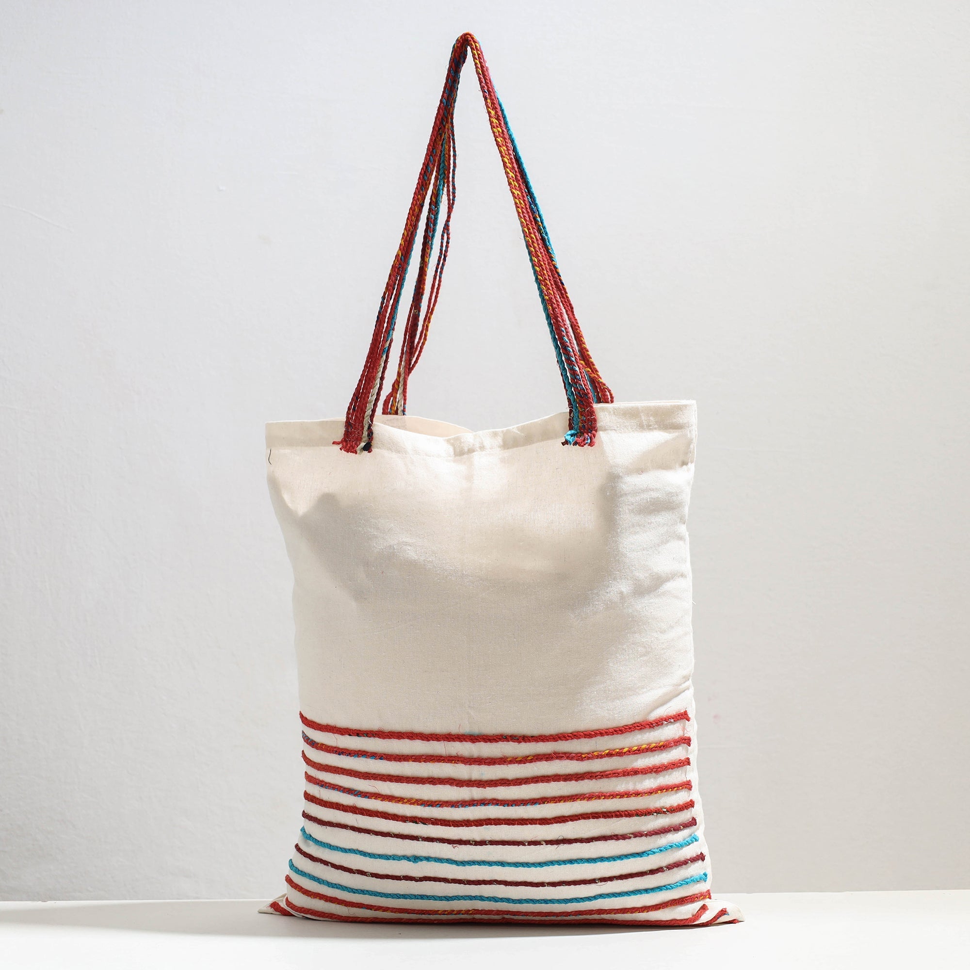 White Handcrafted Cotton Recycled Cord Shoulder Bag