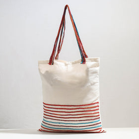 White Handcrafted Cotton Recycled Cord Shoulder Bag