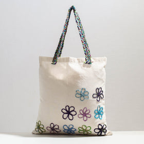 Handcrafted Cotton Recycled Flower Design Shoulder Bag 