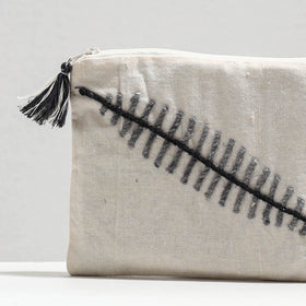  Handcrafted Cotton Recycled Leaf Design Cosmetic Pouch 