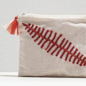  Handcrafted Cotton Recycled Leaf Design Cosmetic Pouch 