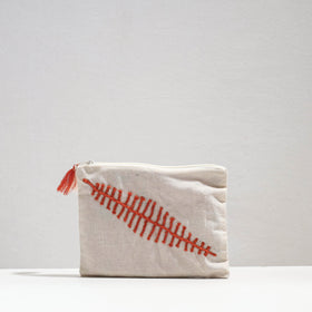  Handcrafted Cotton Recycled Leaf Design Cosmetic Pouch 