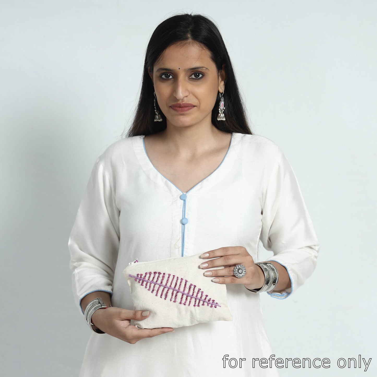  Handcrafted Cotton Recycled Leaf Design Cosmetic Pouch 