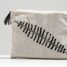  Handcrafted Cotton Recycled Leaf Design Cosmetic Pouch 
