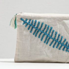  Handcrafted Cotton Recycled Leaf Design Cosmetic Pouch 