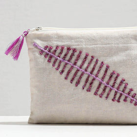  Handcrafted Cotton Recycled Leaf Design Cosmetic Pouch 
