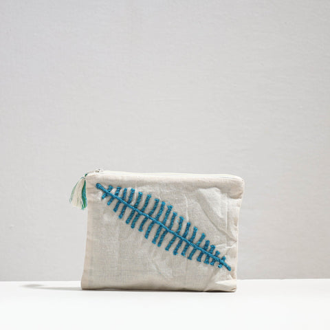  Handcrafted Cotton Recycled Leaf Design Cosmetic Pouch 