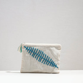  Handcrafted Cotton Recycled Leaf Design Cosmetic Pouch 