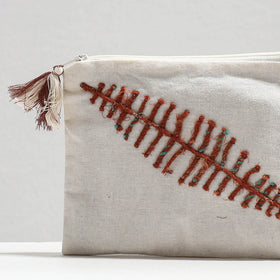  Handcrafted Cotton Recycled Leaf Design Cosmetic Pouch 
