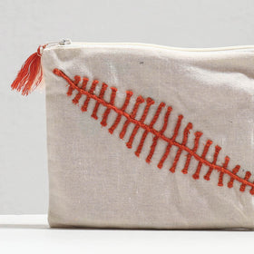  Handcrafted Cotton Recycled Leaf Design Cosmetic Pouch 