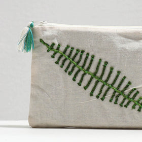  Handcrafted Cotton Recycled Leaf Design Cosmetic Pouch 