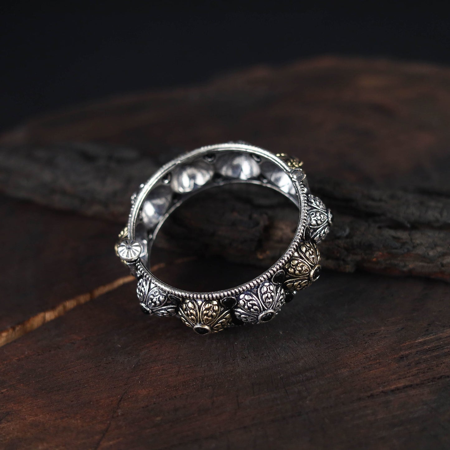 White - handcrafted german silver bracelet / kada (size