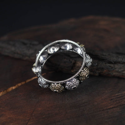 White - handcrafted german silver bracelet / kada (size