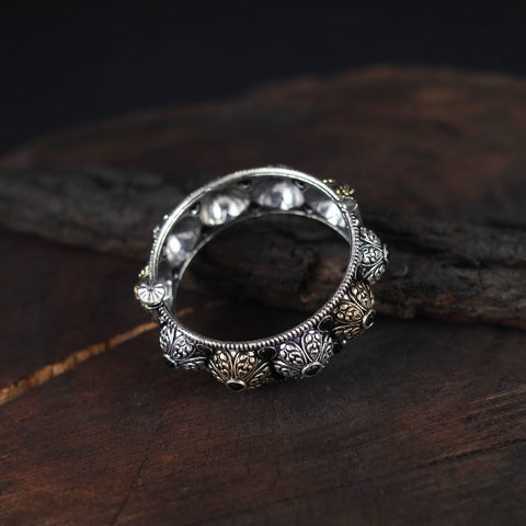 White - handcrafted german silver bracelet / kada (size