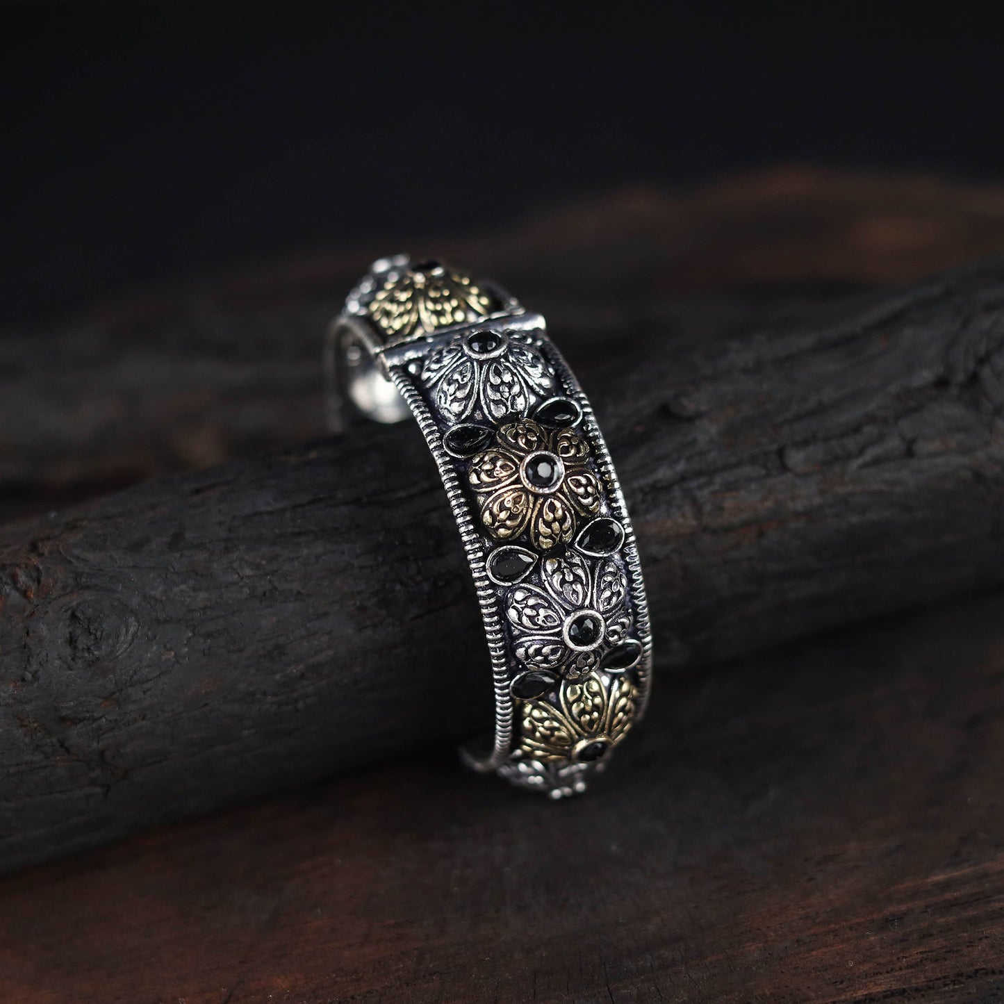 White - handcrafted german silver bracelet / kada (size