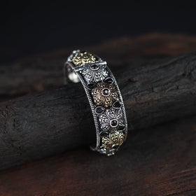 White - handcrafted german silver bracelet / kada (size