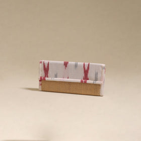 White - handcrafted ikat fabric jute clutch / wallet