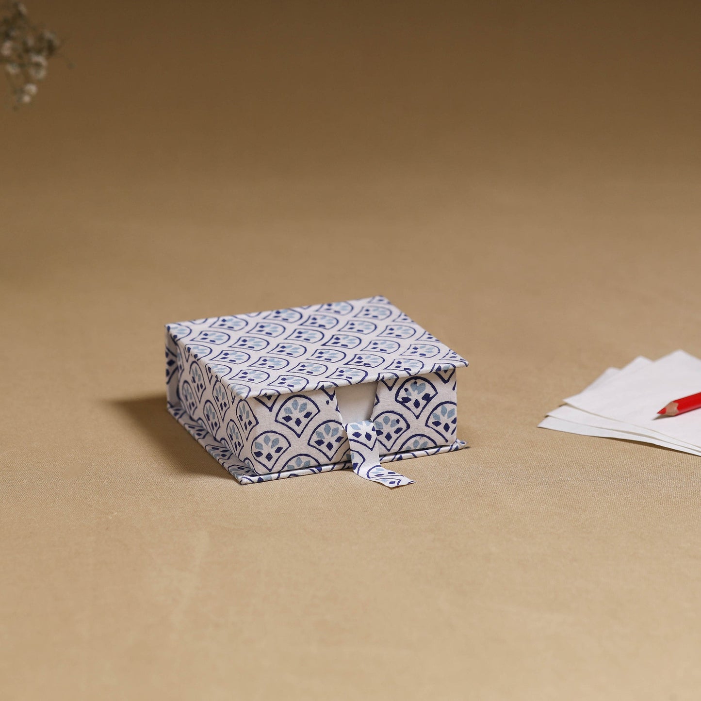 White - handcrafted printed card holder with slips 03