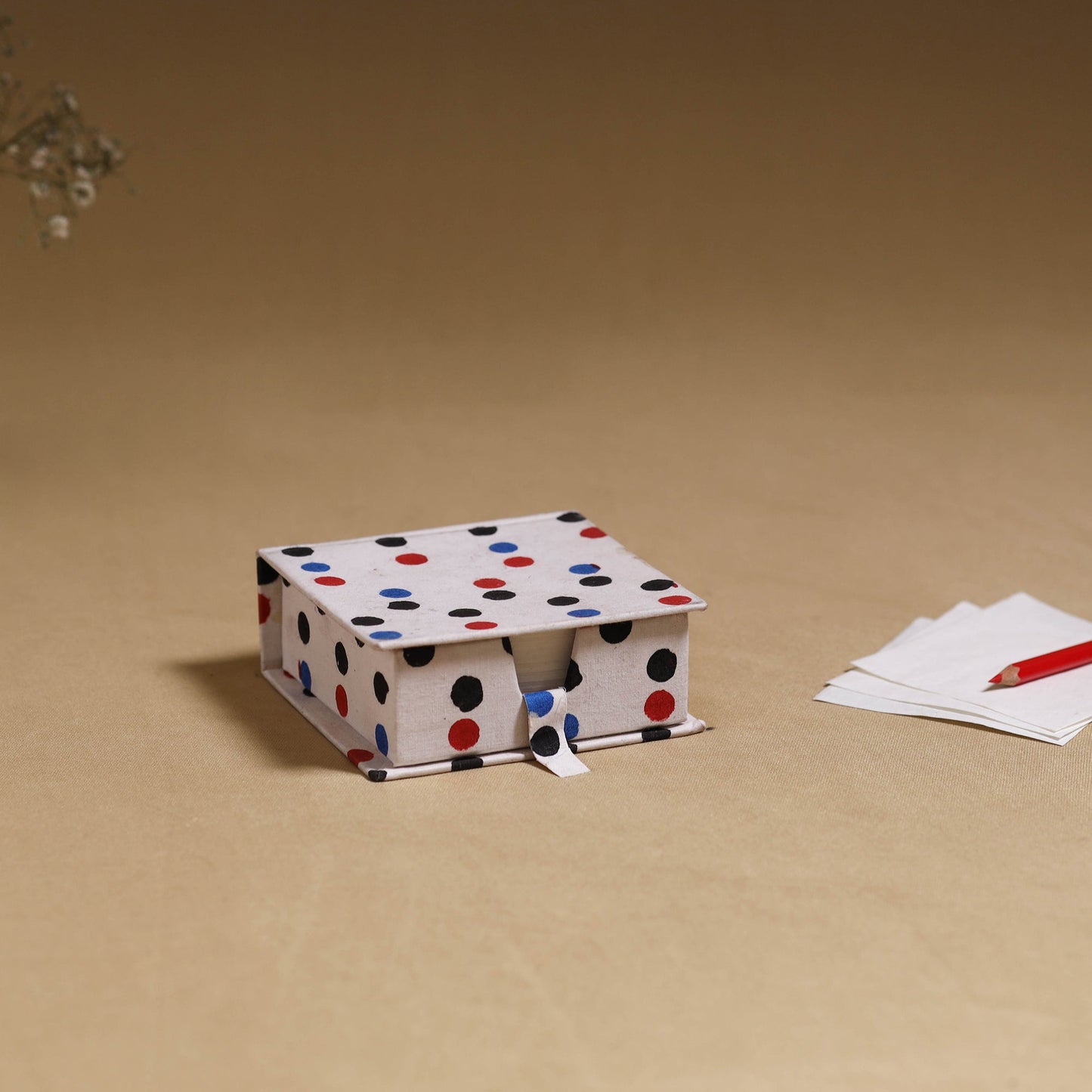 White - handcrafted printed card holder with slips 06