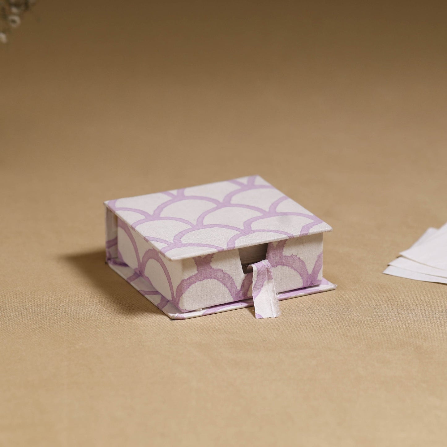 White - handcrafted printed card holder with slips 15