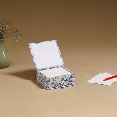 White - handcrafted printed card holder with slips 25