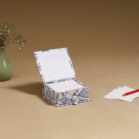 White - handcrafted printed card holder with slips 25