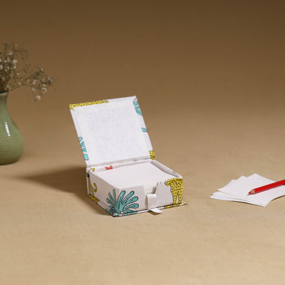 White - handcrafted printed card holder with slips 30