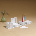 White - handcrafted printed organizer stationery kit 48