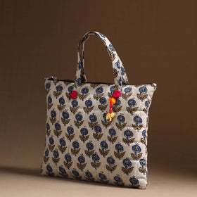 White Handcrafted Quilted Cotton Hand Bag 02