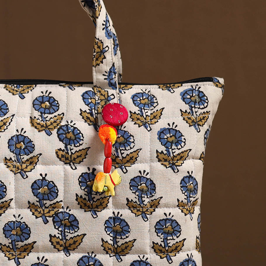 White Handcrafted Quilted Cotton Hand Bag 02