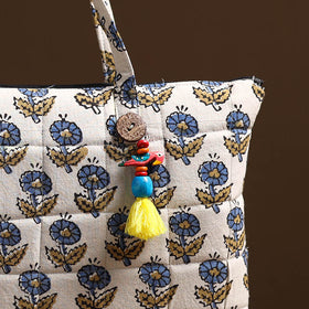 White Handcrafted Quilted Cotton Hand Bag 08