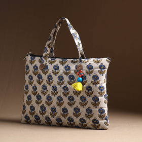 White Handcrafted Quilted Cotton Hand Bag 08