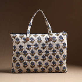 White Handcrafted Quilted Cotton Hand Bag 08
